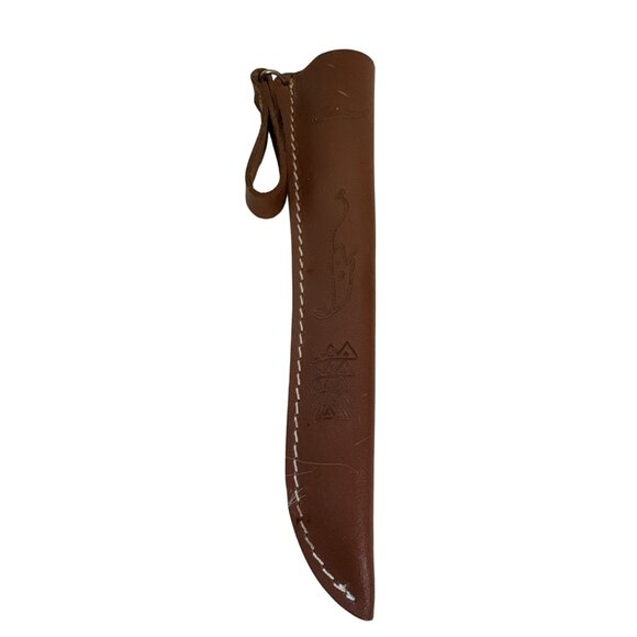 Brown Leather Knife Sheath With Stitched Edge & Belt Loop Holder By Buckslayer F